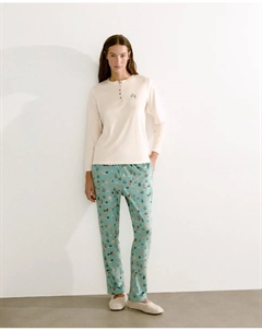 Женская пижама из полиэстера с принтованными брюками, экрю Enfasis