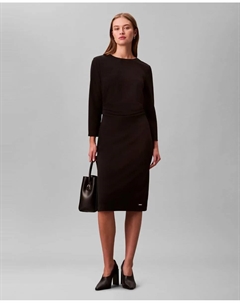 Приталенное платье из крепа, черный Calvin klein