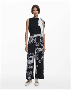 Женский комбинезон в стиле газеты, черный/белый Desigual