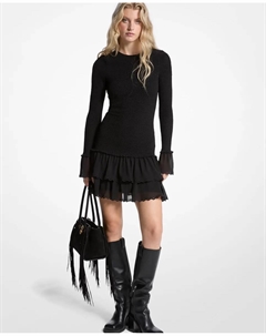 Короткое облегающее платье с оборкой по низу, черный Michael michael kors