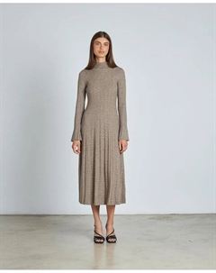 Приталенное миди-платье с камнями и длинной пышной юбкой, серо-коричневый Alma en pena.