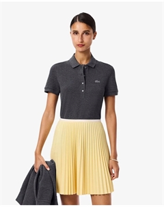 Женское поло из стрейчевого хлопкового пике с короткими рукавами, светло-серый Lacoste