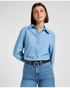 Женская рубашка свободного кроя с объемными рукавами, синий Lee