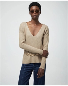 Джемпер с V-образным вырезом, песочный Сфера