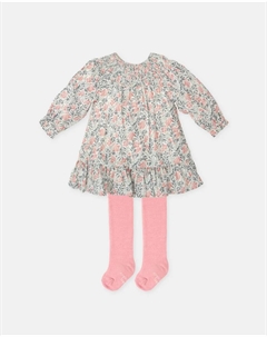 Набор для малыша: серое платье с цветами и колготки Tutto piccolo