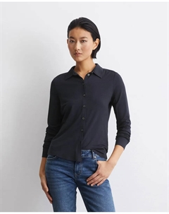 Женская блузка обычного кроя из трикотажа LENZING ECOVERO, темно-синий Marc o'polo