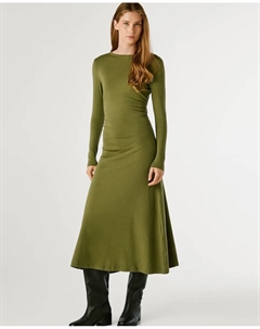 Длинное платье с круглым вырезом, оливковый зеленый Pepe jeans