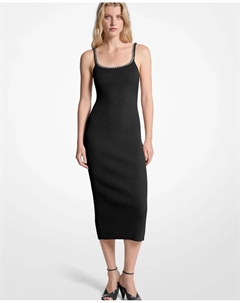 Миди-платье на бретелях из вязаного в рубчик материала, черный Michael michael kors