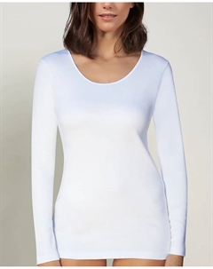 Женская трикотажная кофта с длинными рукавами и атласной окантовкой, белый Vittoria b. intimo