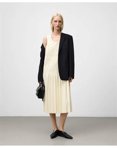 Плиссированное платье из кожи и не кожи, светло-бежевый Adolfo dominguez