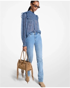 Блузка из гортекса с принтом в богемном стиле, синий Michael michael kors