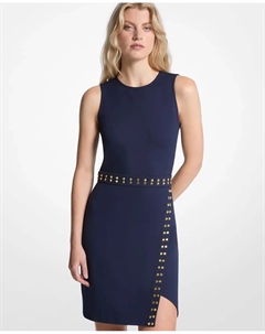 Короткое платье с асимметричным подолом без рукавов, темно-синий Michael michael kors