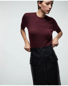 Джемпер с стразами, бордовый Сфера