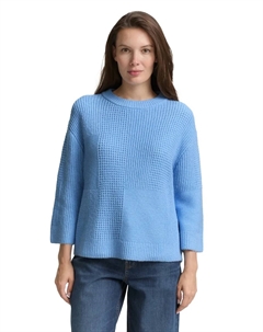 Женский джемпер с длинным рукавом из структурной трикотажной смеси, светло-голубой Tom tailor