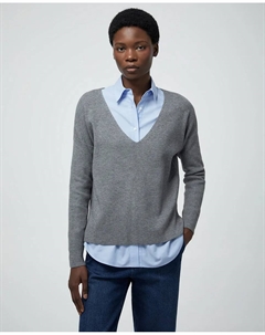 Джемпер с V-образным вырезом, серый Сфера