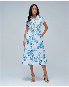 Платье-рубашка с цветочным принтом, синий/белый Salsa jeans