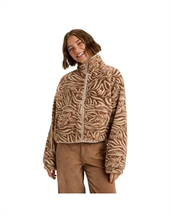 Женская флисовая кофта с принтом Blurry Cloud, коричневый/белый Roxy