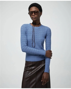 Джемпер ажурной вязки, синий Сфера