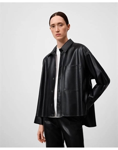 Женская рубашка-оверсайз из искусственной кожи с разрезами, черный Adolfo dominguez