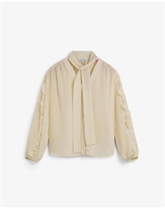 Женская блузка с завязкой и воланом на рукаве, светло-бежевый Scalpers