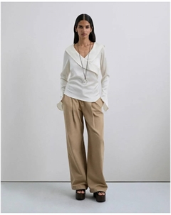 Женская блузка с V-образным вырезом и перекрещивающимся клапаном, светло-бежевый Scalpers