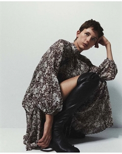 Плиссированное платье с рисунком, черный Сфера