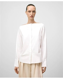 Женская хлопковая рубашка с вырезом лодочкой, белый Adolfo dominguez