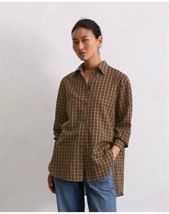 Женская оверсайз-блузка в клетку из смеси органического хлопка и лиоцелла, коричневый Marc o'polo