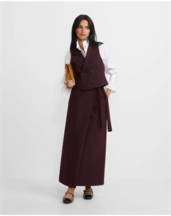 Длинная юбка в бордовую дипломатическую полоску Silbon