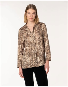 Женская блузка из твила с анималистичным принтом и V-образным вырезом, бежевый Naulover