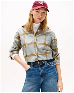 Женская рубашка из легкой шерсти в клетку, синий Tommy hilfiger