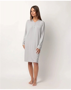 Длинная женская ночная рубашка из вязкой вискозы серого цвета Admas