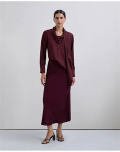 Женская атласная блузка с длинным рукавом и бантом, бордовый Scalpers