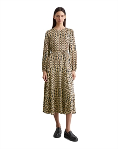 Платье из сатиновой ткани с легкими буфами на рукавах, желтый/черный Marc o'polo