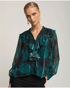 Женская блузка с длинным рукавом и V-образным вырезом, бирюзовый Niza