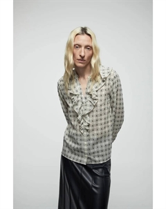 Блузка с воланами из добби, белый Сфера