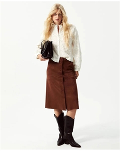 Юбка до колена из замши, коричневый Сфера