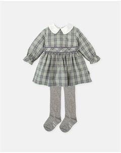 Набор для малыша: платье в зеленую клетку и колготки Tutto piccolo