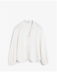 Женская блузка с V-образным вырезом и оборкой, белый Scalpers