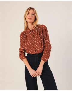 Женская рубашка с длинными рукавами и воротником-стойкой, бордовый Indi & cold