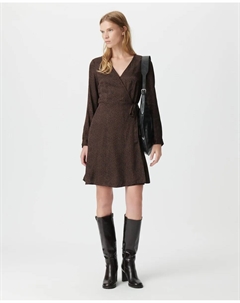 Платье с перекрещенным вырезом и леопардовым принтом, коричневый Ikks