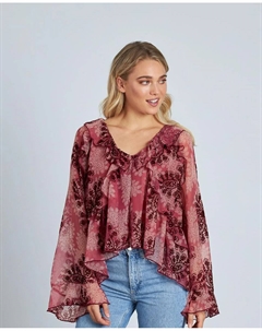 Женская блузка с оборками и V-образным вырезом, бордовый Alma en pena.