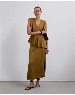 Миди-юбка с разрезом по бокам, коричневый Scalpers