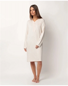Длинная женская ночная рубашка из вискозного трикотажа кремового цвета Admas