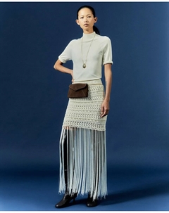 Длинная юбка с бахромой, светло-бежевый Сфера