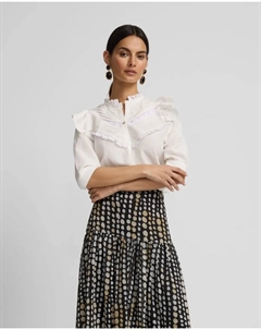 Женская блуза с грудкой и рюшами белого цвета Silbon