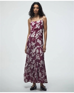 Платье на тонких бретелях с складками, бордовый Сфера