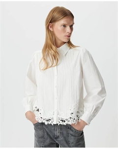 Женская поплиновая рубашка с кружевным подолом, белый Ikks