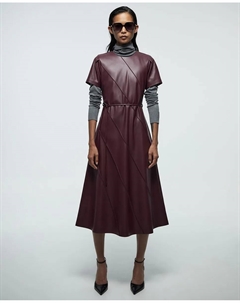 Платье с эффектным поясом, бордовый Сфера