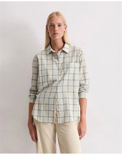 Женская блузка в клетку из хлопкового шифона стандартного кроя, бежевый Marc o'polo